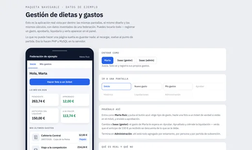 Maqueta de la app de dietas y gastos