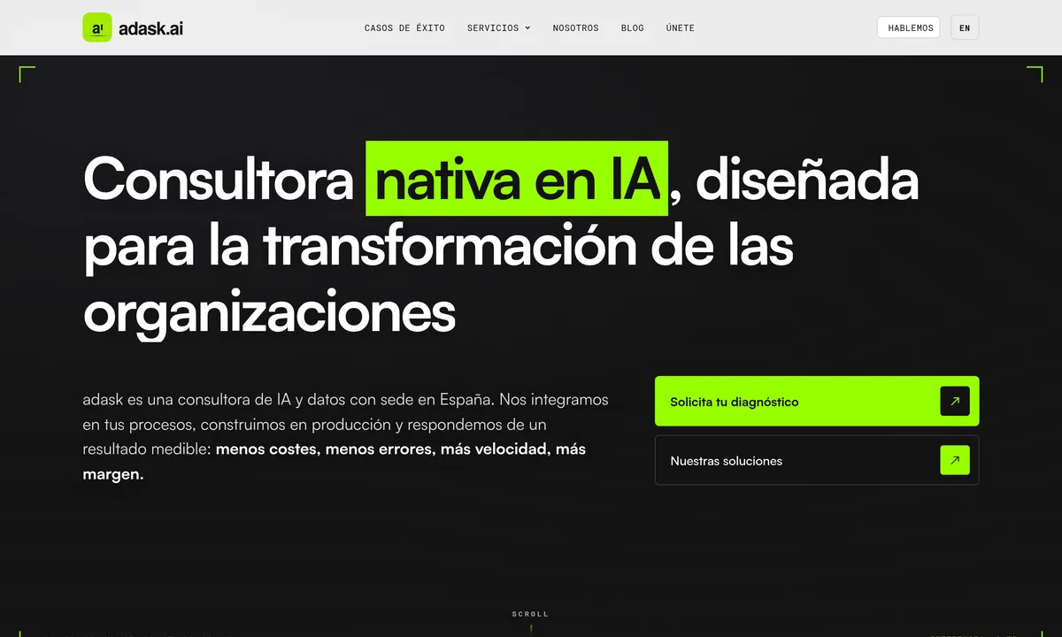 Portada de adask.ai: consultora nativa en IA para la transformación de las organizaciones